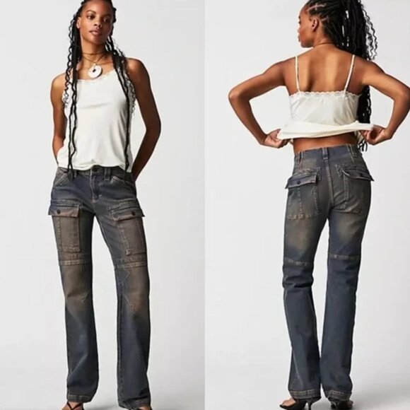 We The Free Denim - WE THE FREE/ Free People Dream Maker Relaxed Mid-Rise Brushed Cargo Jeans 29